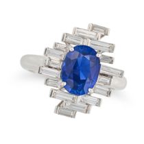 A 3.64 CARAT BURMA NO HEAT SAPPHIRE AND DIAMOND DRESS RING set with an oval cut sapphire of