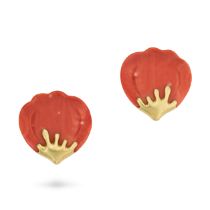 ANGELA CUMMINGS FOR TIFFANY & CO, A VINTAGE PAIR OF CORAL FLOWER CLIP EARRINGS, 1970s in 18ct yellow