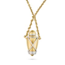THEO FENNELL, A GOLD AMPOULE PENDANT NECKLACE in 18ct yellow and white gold, the ampoule pendant