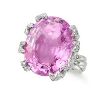 VERDURA, A VERY FINE 18.99 CARAT BURMA NO HEAT PINK SAPPHIRE AND DIAMOND RING set with an oval cut