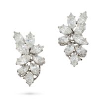HARRY WINSTON, A FINE PAIR OF DIAMOND CLIP EARRINGS each designed as a spray of marquise brilliant