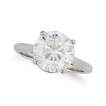 A 4.02 CARAT SOLITAIRE DIAMOND RING in platinum, set with a round brilliant cut diamond of