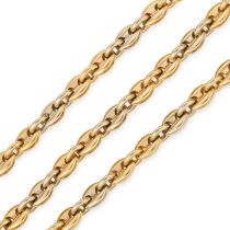 CARTIER, A MARINER LINK CHAIN NECKLACE in 18ct yellow and white gold, comprising a row of bicolour