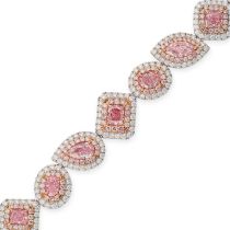 A PINK DIAMOND BRACELET set with seventeen oval, cushion, pear, marquise and cut cornered