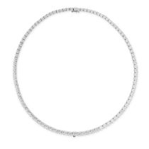 DE BEERS, A DIAMOND LINE NECKLACE in 18ct white gold, set with ninety seven graduating round