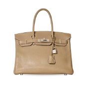 HERMÈS ETOUPE TOGO BIRKIN 30 BAG Condition grade B+.  Etoupe Togo leather exterior with contrast