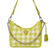 PRADA YARN RAFFIA EFFECT CROCHET MINI RE-EDITION BAG  Condition grade A-.  Green and white raffia-