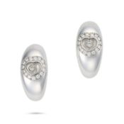 NO RESERVE - CHOPARD, A PAIR OF DIAMOND HAPPY HEART EARRINGS each designed as a hoop with a central