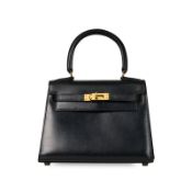 HERMÈS VINTAGE BLACK BOX CALF MINI KELLY BAG