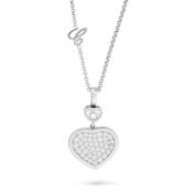 CHOPARD, A HAPPY HEARTS DIAMOND PENDANT NECKLACE comprising a heart shaped pendant pave set with rou
