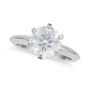 TIFFANY & CO., A 1.84 CARAT D COLOUR SOLITAIRE DIAMOND RING set with a round brilliant cut diamond o