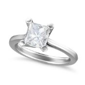 A FINE 2.06 CARAT SOLITAIRE DIAMOND RING set with a princess cut diamond of approximately 2.06 carat