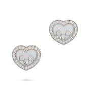 CHOPARD, A PAIR OF DIAMOND HAPPY DIAMONDS ICONS HEART EARRINGS in 18ct white gold, each comprising a