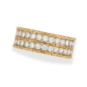 MARIO BUCCELLATI, A DIAMOND HALF ETERNITY RING in 18ct yellow gold, half set with two rows of round