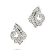 CARTIER, A PAIR OF FINE ART DECO DIAMOND CLIP EARRINGS, CIRCA 1930 in platinum and 18ct white gold,