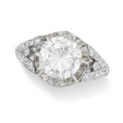 NO RESERVE - A 2.43 CARAT DIAMOND DRESS RING in platinum, set with a round brilliant cut diamond of