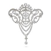 NO RESERVE - A FINE ANTIQUE EDWARDIAN DIAMOND DEVANT DE CORSAGE BROOCH in platinum and yellow gold,