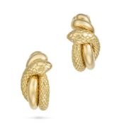 ANDRE VASSORT FOR TABBAH, A PAIR OF VINTAGE DIAMOND SNAKE HOOP EARRINGS in 18ct yellow gold, each de