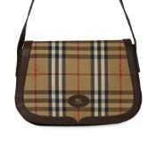 NO RESERVE - BURBERRYS VINTAGE CHECKER BAG Condition grade B-. Checker canvas exterior with brow