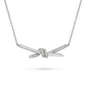 TIFFANY & CO., A DIAMOND KNOT PENDANT NECKLACE the pendant designed as a knot, set with round brilli