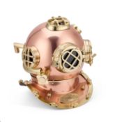 A REPRODUCTION COPPER AND BRASS DIVING HELMET