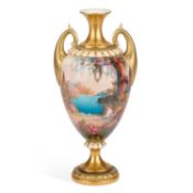 A ROYAL WORCESTER LANDSCAPE VASE BY WALTER SEDGLEY
