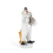 A MEISSEN PORCELAIN FIGURE OF A PIERROT CLOWN