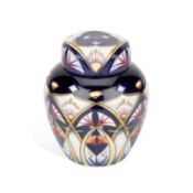 A LIMITED EDITION MOORCROFT INULA PATTERN GINGER JAR AND COVER