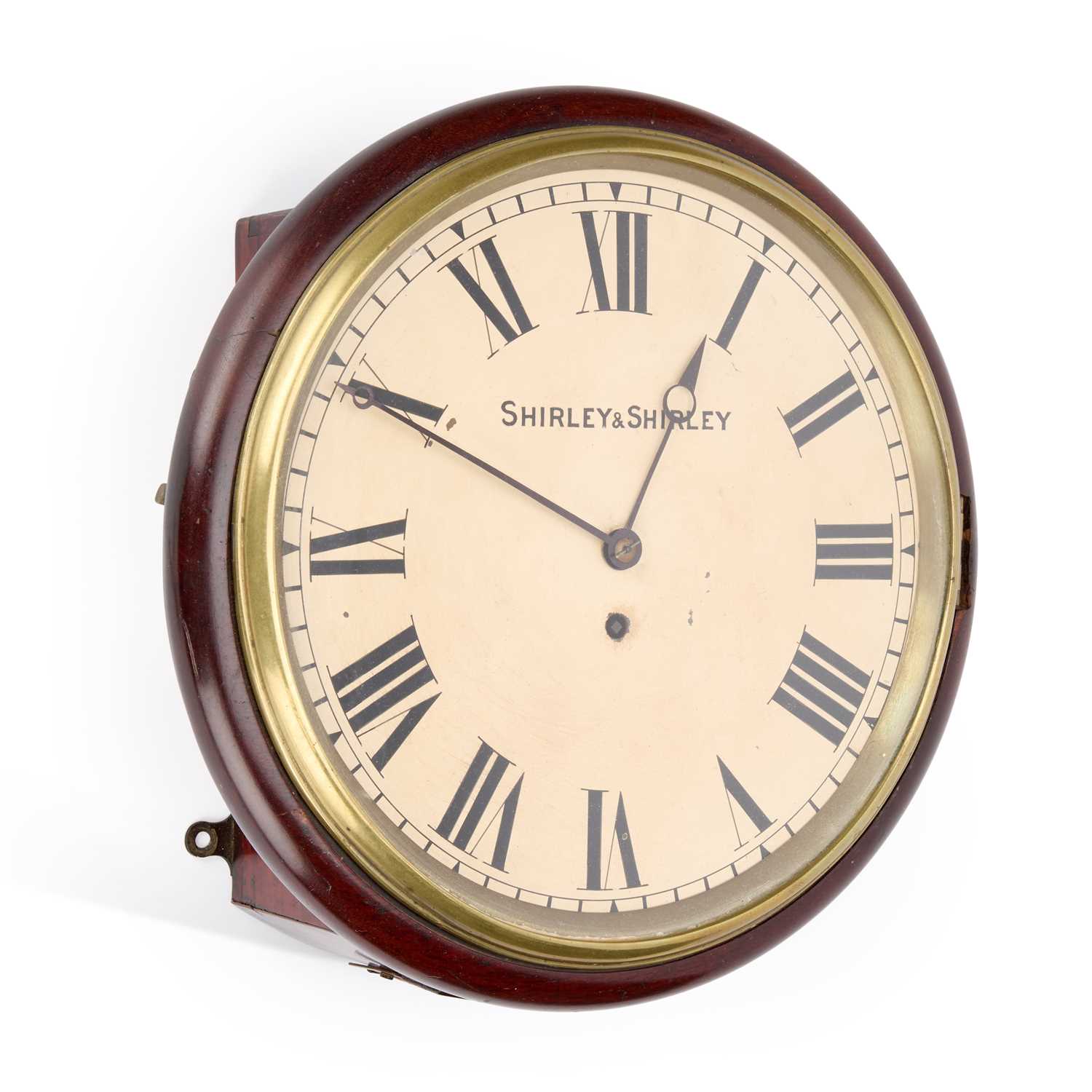 Clock Signed Fs A MAHOGANY CASED SINGLE FUSEE WALL CLOCK SIGNED SHIRLEY & SHIRLEY 35 ...