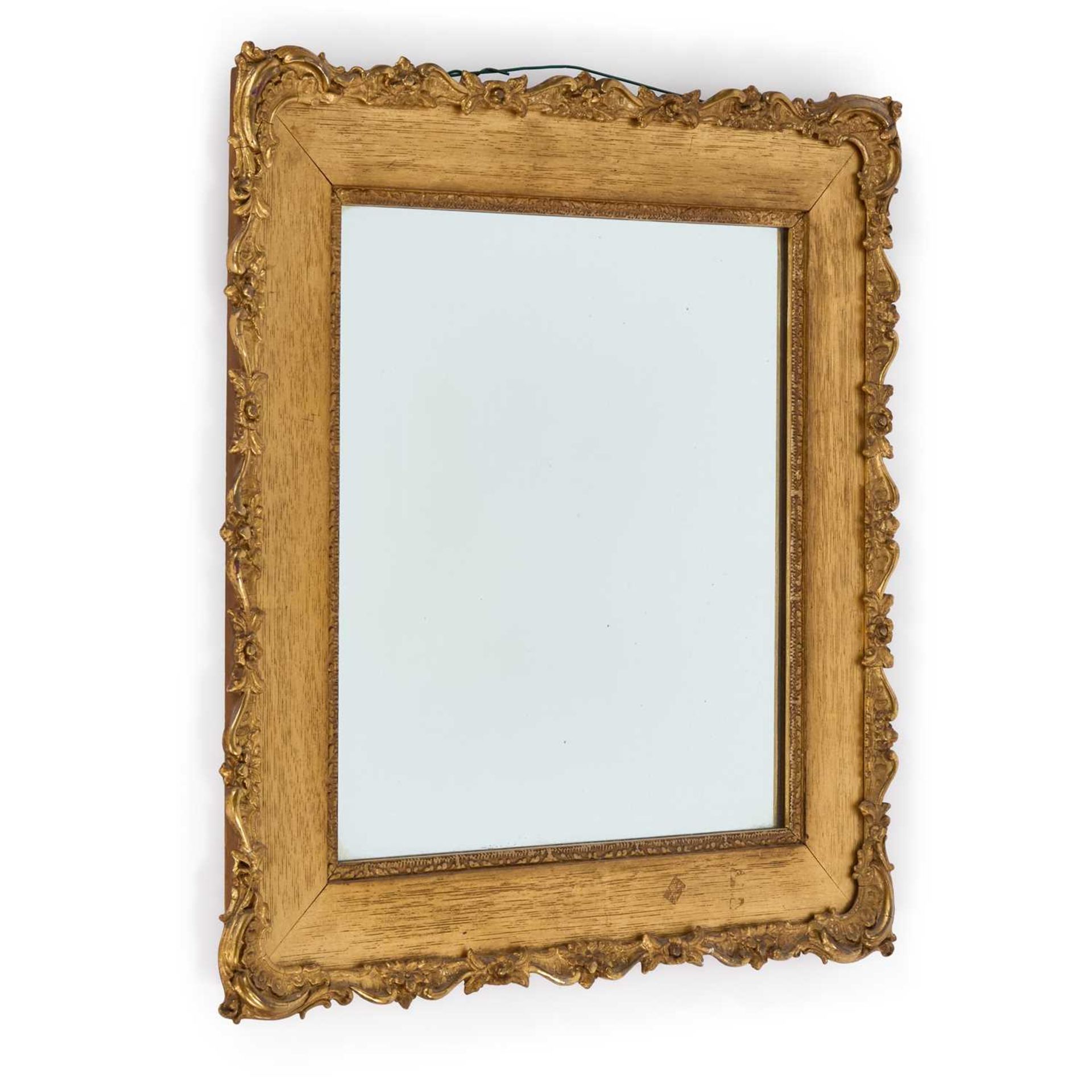 A GEORGE III STYLE MAHOGANY FRETWORK MIRROR AND A VICTORIAN GILTWOOD MIRROR - Image 2 of 2