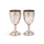 A PAIR OF MID-19TH CENTURY AMERICAN STERLING SILVER GOBLETS
