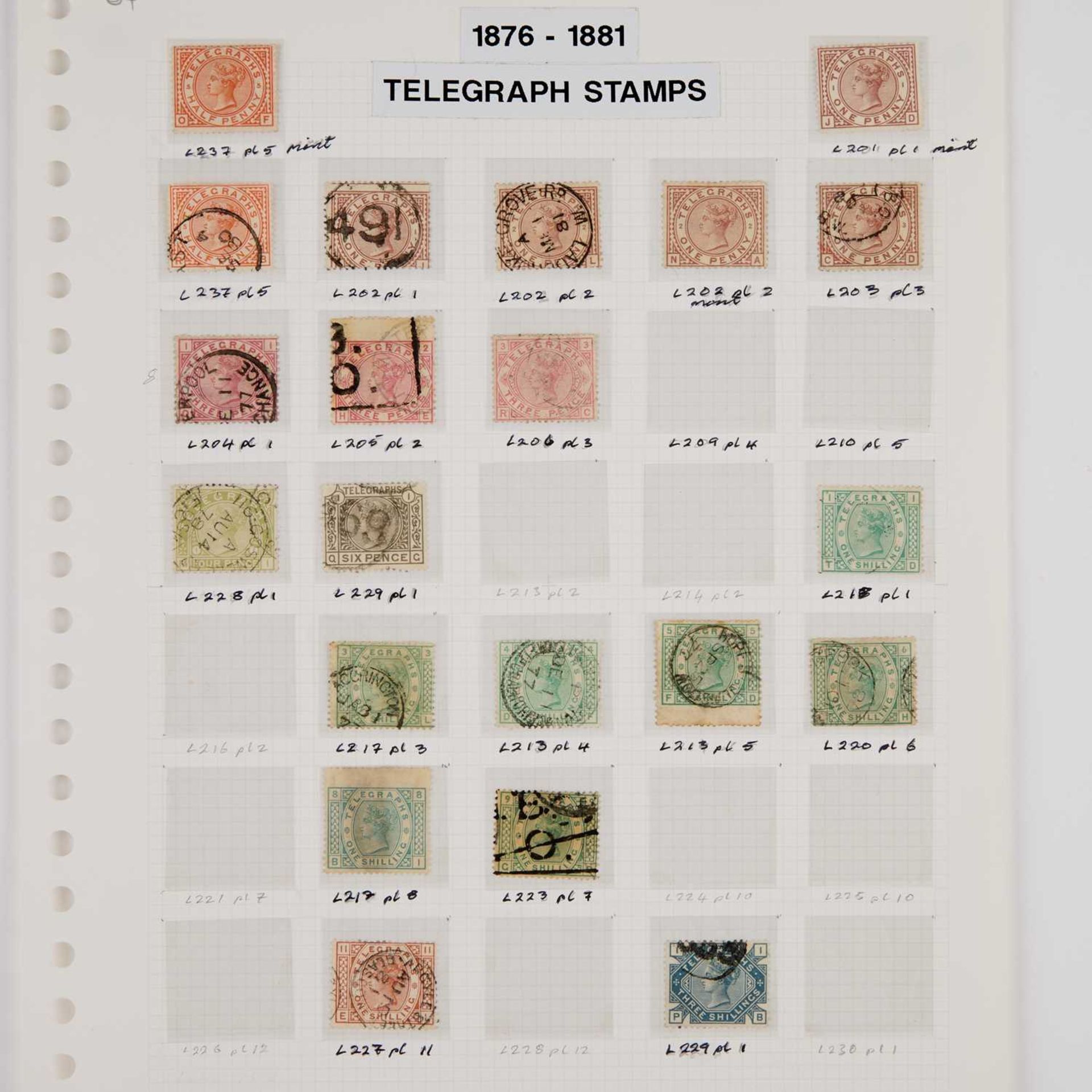 1876-1891 TELEGRAPH STAMPS