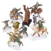 A COLLECTION OF CHINESE PAINTED POTTERY FIGURES