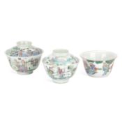 A GROUP OF THREE CHINESE FAMILLE ROSE BOWLS