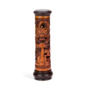 A CHINESE CARVED BAMBOO INCENSE BURNER