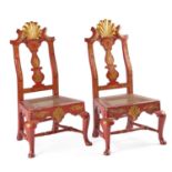 A PAIR OF CHINOISERIE DECORATED SIDE CHAIRS