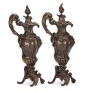 A PAIR OF FRENCH BRONZE EWERS, 19TH CENTURY