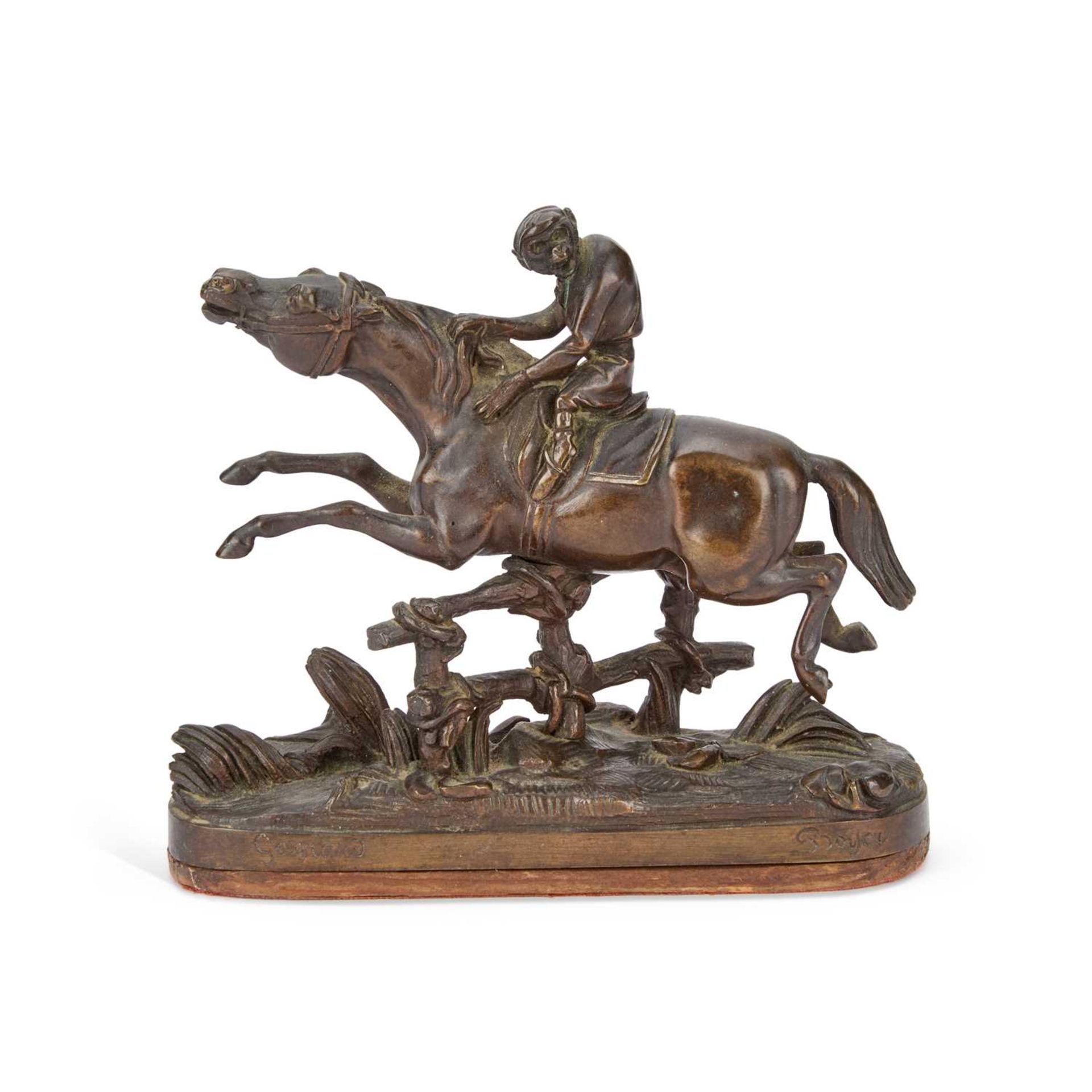 AFTER PAUL JOSEPH RAYMOND GAYRARD (FRENCH 1807-1855) MONKEY RIDING A HORSE