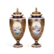 A PAIR OF ROYAL WORCESTER VASES, HARRY DAVIS