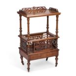 A VICTORIAN INLAID WALNUT CANTERBURY WHATNOT