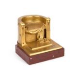 A GERMAN GILT BRONZE CLASSICAL THRONE SCULPTURE ON MARBLE BASE