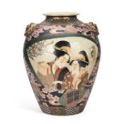 A LARGE SATSUMA STYLE VASE AND STAND
