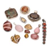 A COLLECTION OF SILVER GEM-SET PENDANTS