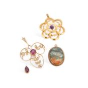 THREE GEM-SET PENDANTS