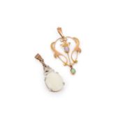 TWO GEM-SET PENDANTS