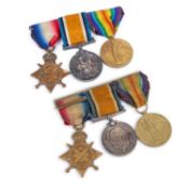 TWO FIRST WORLD WAR MEDAL TRIOS