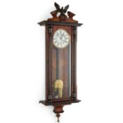 A LATE 19TH CENTURY WALNUT VIENNA WALL CLOCK