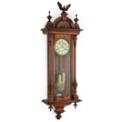 A LATE 19TH CENTURY WALNUT VIENNA WALL CLOCK