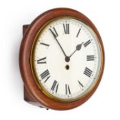 A MAHOGANY SINGLE-FUSEE WALL CLOCK