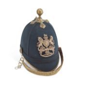 A ROYAL ARTILLERY VOLUNTEERS OFFICER'S 1878 PATTERN BLUE CLOTH HOME SERVICE HELMET